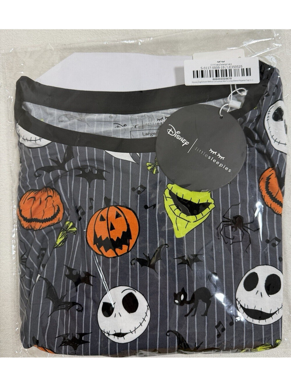 Little Sleepies Nightmare Before Christmas Mens Long Sleeve Pajama Shirt Large